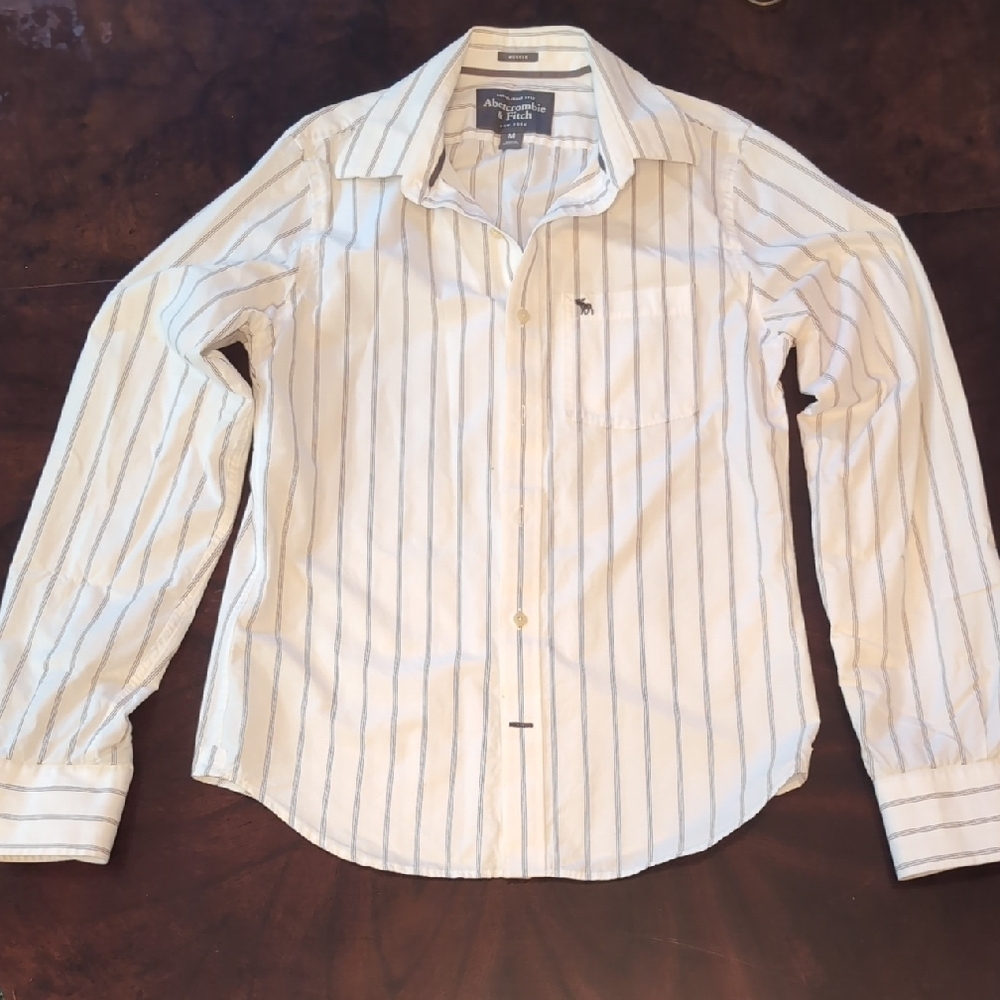 Men's Striped Shirt - Cream and Black